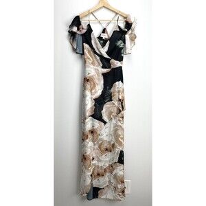 L’atiste Womens Size Large Floral Ruffle Maxi Dress With Slit